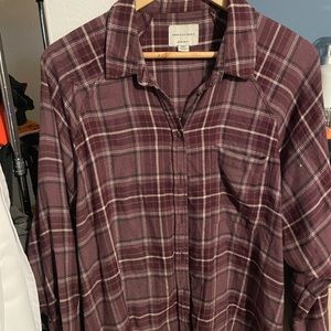 Burgundy plaid shirt